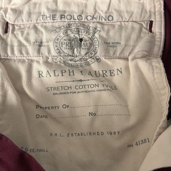 POLO Ralph Lauren 100% Cotton Chino Shorts Men Size 40 Maroon 9in Inseam - Picture 3 of 7
